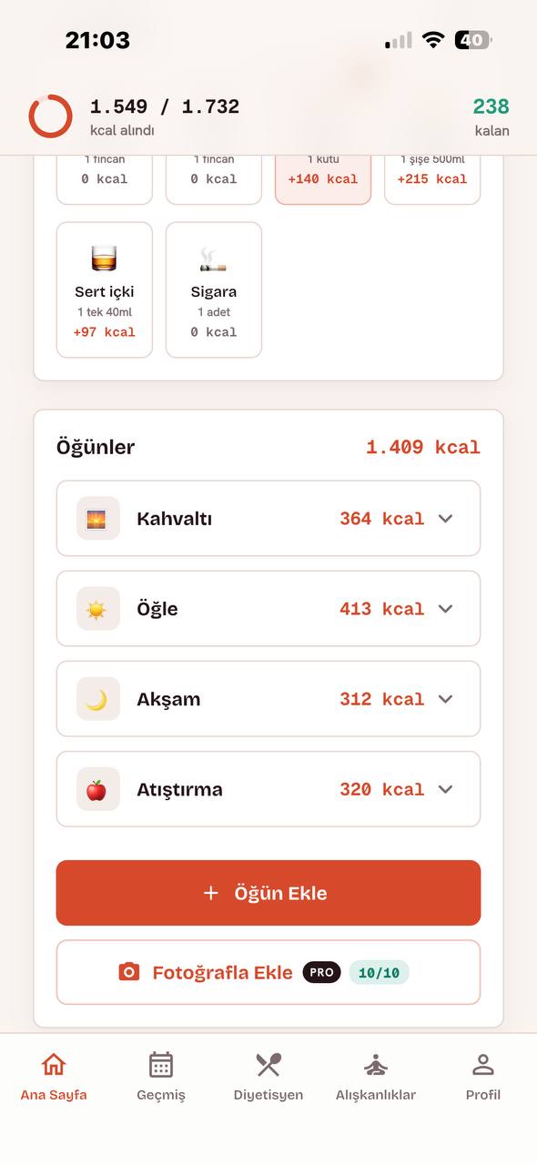 Quick logs screen